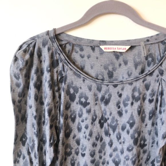 Rebecca Taylor Leopard Print Long Sleeve Tee - Picture 5 of 8